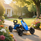 Qaba Kids Pedal Go Kart with Silent EVA Wheels - Blue-Easy pedal controls let kids move forward or reverse with confidence 