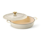 Tramontina Bestow 4 Qt Enameled Cast Iron Round Braiser with Lid - Porcelain Enamel Finish - Latte-Cast iron construction provides superior heat retention and distribution