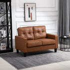 HOMCOM Double Sofa with Spring Sponge Padded Cushion for Home Office - Brown-Great for use in various settings such as living rooms, bedrooms, study rooms, offices, and dormitories