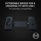 Razer Kishi V2 USB C Mobile Gaming Controller iOS and Android-Universal fit with extendable bridge: Seamless Compatibility The Razer Kishi V2 features a stable, extendable bridge that perfectly holds all modern smartphone models, providing a secure fit that won’t come loose while you game