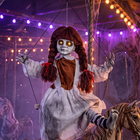 HOMCOM 2.7' Animated Hanging Creepy Girl on Swing with Sound Touch Activation - Multi-Coloured-Sound and touch activation adds interactive fun for guests 