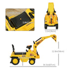 HOMCOM 3-in-1 Kids Ride-On Excavator - Yellow-Bucket raises and lowers to scoop sand, dirt, or snow 