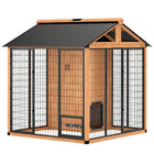 PawHut Extra-Large Wooden Dog Kennel with Storage Cabinet - Yellow-The spacious space gives large dogs ample room to play freely
