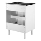 Modway Calla 24" Perforated Metal Bathroom Vanity - Black/White-Particleboard Construction
