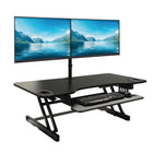 Rocelco 45" Adjustable Desk Riser with Dual Monitor Mount-ADR45 keyboard tray is 28.7" wide x 9.6" deep