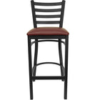 Flash Furniture HERCULES Series Black Ladder Back Metal Restaurant Barstool - Burgundy Vinyl Seat - 2 Pack-Two Curved Support Bars