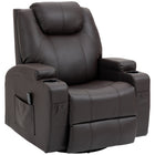 HOMCOM PU Leather Massage Recliner with 360 Degree Swivel Seat - Brown-8 vibration massage points, eight modes, 15/30-minute timer, controlled by remote