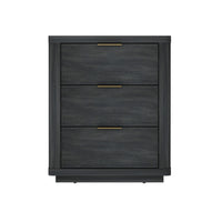 Manhattan Comfort Evelyn 20" Modern 3-Drawer Nightstand - Charcoal Grey-Modern Nightstand for Bedroom and Living Room Use