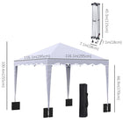 Outsunny 10 ft W x 10 ft L Pop Up Canopy Tent with Carry Bag - White-Guy ropes and ground pegs to secure gazebo to ground