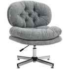 HOMCOM Armless Office Desk Chair with Wide Thick Padded Seat - Grey-Curved back and button tufted design bring a stylish, elegant look to your workspace