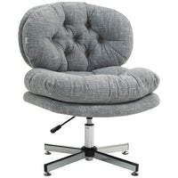 HOMCOM Armless Office Desk Chair with Wide Thick Padded Seat - Grey-Curved back and button tufted design bring a stylish, elegant look to your workspace