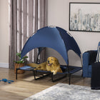 PawHut Elevated Cooling Pet Bed with Canopy for XL Dogs - Dark Blue-Features a lightweight, steel frame making it highly durable 