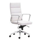Plata Import Paco Office Chair PU Leather High Back Foam Metal Frame - White-PU Leather Seat in White
