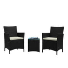 Manhattan Comfort Imperia Modern Patio 2-Person Seating Group 3-Piece Set with End Table - Grey/Cream-Modern 3-Piece Outdoor Patio Set with 2 Armchairs and 1 End Table