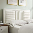 Modway - Sofia Lit plateforme complet en velours haute performance avec capitonnage vertical et pieds en métal doré avec embouts - Blanc-Système de soutien en lattes de bois