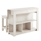 Modway Meadowbrook 3-Piece Kitchen Island and Stool Set - White Maple-Assembly Required