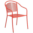 28'' Square Coral Indoor-Outdoor Steel Patio Table Set with 4 Round Back Chairs [CO-28SQ-03CHR4-RED-GG]-4