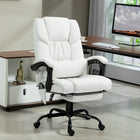 Vinsetto Massage Office Chair with 6-Point Vibration and Footrest - White-Curved backrest and thick padded seat provide extra support