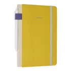 Gry Mattr Contrast Notebook with Pen - Yellow-Pen loop and 1.0 mm tip pen included