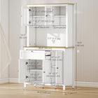 HOMCOM 71" H Kitchen Pantry Cabinet with Adjustable Shelves and Glass Door - White-Smooth metal sliding drawers that are easy to open and close 