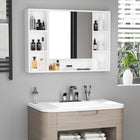 Kleankin Wall Mount Bathroom Storage Organizer with Mirror and Shelves - White-Ample storage shelves meet different requirements