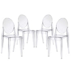 Modway Casper Dining Chairs - Clear - 4 Pack-For Outdoor Use