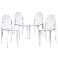 Modway Casper Dining Chairs - Clear - 4 Pack-For Outdoor Use