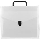 JAM Paper Plastic Portfolio File Carry Case with Handles - 10 x 12 x 4 - Clear with Black Buckle-Clear with Black Buckle Plastic Portfolio File Carry Case with Handles