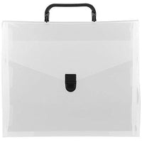 JAM Paper Plastic Portfolio File Carry Case with Handles - 10 x 12 x 4 - Clear with Black Buckle-Clear with Black Buckle Plastic Portfolio File Carry Case with Handles