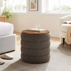 Modway Mezzo Round Boucle Fabric Storage Ottoman - Pebble-Dense Foam Padding