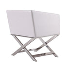 Manhattan Comfort Hollywood 25.6" Contemporary Faux Leather Upholstered Accent Chair - White and Polished Chrome - 2 Pack-Delivered to you Fully Assembled! No Assembly Required