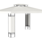 Outsunny 10 ft W x 13 ft L Outdoor Gazebo - Double Roof Patio Gazebo Canopy - White-Spacious metal screened gazebo with ruffles