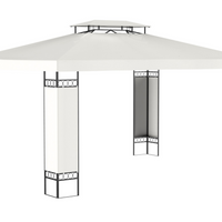 Outsunny 10 ft W x 13 ft L Outdoor Gazebo - Double Roof Patio Gazebo Canopy - White-Spacious metal screened gazebo with ruffles