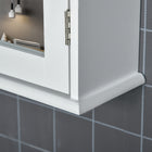 Kleankin Wall Mount Bathroom Mirror Cabinet with Shelves - White-Stylish design with silver handles enhance the sense of elegant