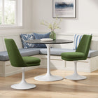 Modway Lippa Swivel Dining Performance Velvet Side Chair - White Moss Green-Slightly Reclined Back
