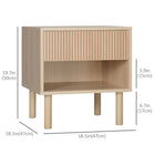 HOMCOM Modern Nightstand with Drawer and Open Shelf - Natural Wood-The surface has a melamine coat, making it easy to clean
