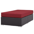 Modway Convene Outdoor Patio Fabric Rectangle Ottoman - Espresso/Red-Water & UV Resistant