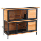 PawHut 48" 2-Floor Large Wooden Rabbit Hutch with Metal Frame-High quality fir wood and metal frame in exquisite build with elevated living room, run backyard, ramp and door 