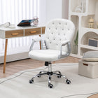 Vinsetto 360-Degree Swivel Computer Desk Chair - White-Button-tufted back with decorative plastic crystals adds a touch of elegance