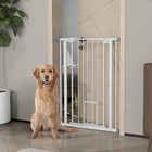 PawHut 41" Pet Gate with Walk Through Door - White-The door can be closed automatically when its opening angle is less than 90°, and stay open when it goes over 90°(can't close when is less than 15°)
