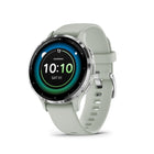 Garmin Venu 3S Watch - 41 mm - Silver Stainless Steel Bezel with Sage Gray Case and Silicone Band-Physical Size 41 x 41 x 12 mm; Fits wrists with a circumference of 110-175 mm