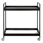 Hudson&Canal Cooper 33"W Bar Cart - Blackened Bronze-Features a tempered glass top and shelf