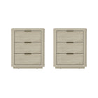 Manhattan Comfort Evelyn 20" Modern 3-Drawer Nightstand 2-Piece Set - Natural-Modern Nightstand for Bedroom and Living Room Use. Set of 2