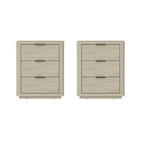 Manhattan Comfort Evelyn 20" Modern 3-Drawer Nightstand 2-Piece Set - Natural-Modern Nightstand for Bedroom and Living Room Use. Set of 2