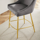 Modway Discern Performance Velvet Counter Stool - Gray-Dense Foam Padding