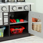 Qaba Play Kitchen for Kids with Switch Knob Sound, Accessories - Dark Brown-Realistic details like clicking knobs and a faucet enhance interactive fun 