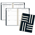 Mead 2027 Small Weekly/ Monthly Planner - 8-1/2" x 6" - Geo Stripe - Bilingual-Twin coil binding