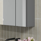 Kleankin Wall Mount Medicine Cabinet with Mirror - 28" W x 24" D - Grey-Material: MDF, Glass