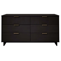 Manhattan Comfort Granville 55.04" Modern Double Wide Dresser - Black-Modern- Contemporary with a taste of Glam - Double Wide Dresser for Bedroom Use.