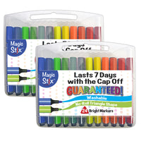 The Pencil Grip Magic Stix Triangular Markers - 24/Pack - 2 Pack-Cap can be off for up to 7 days without drying out